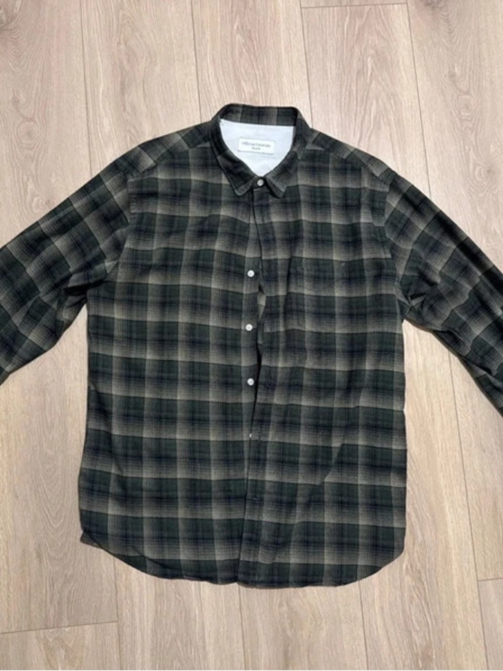 Officine Générale Green Checked Button Down XL